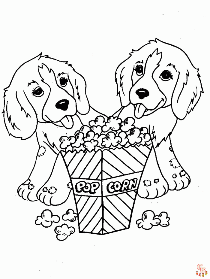 Enjoy Coloring Adorable Puppy and Food Coloring Pages - Free