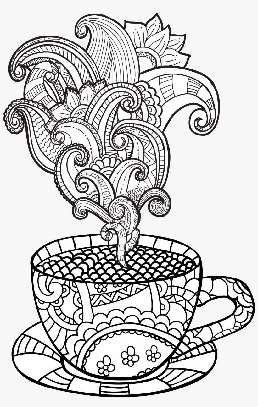 View Larger Image Coffee Cup Coloring Page - Adult Coloring Page Coffee Cup  Transparent PNG - 3458x5295 - Free Download on NicePNG