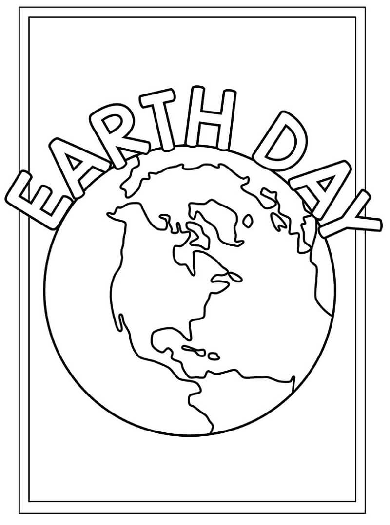 Earth Day with Earth Coloring Page - Free Printable Coloring Pages for Kids