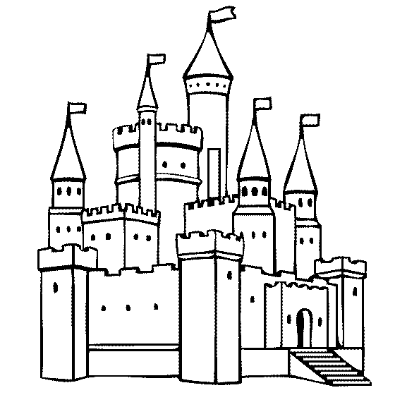 Coloring Castle Flag Page