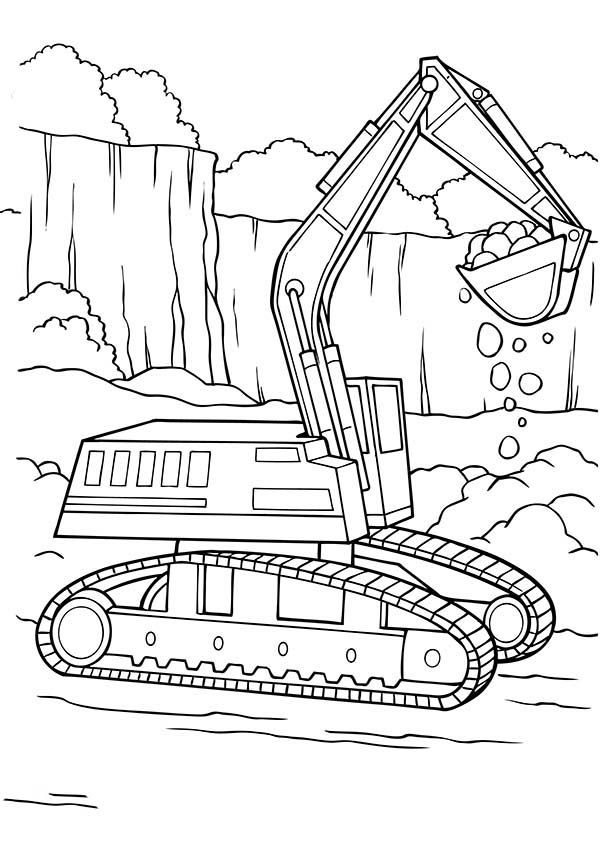 Digger Tractor is Digging Coloring Page | Tractor coloring pages, Dinosaur coloring  pages, Truck coloring pages