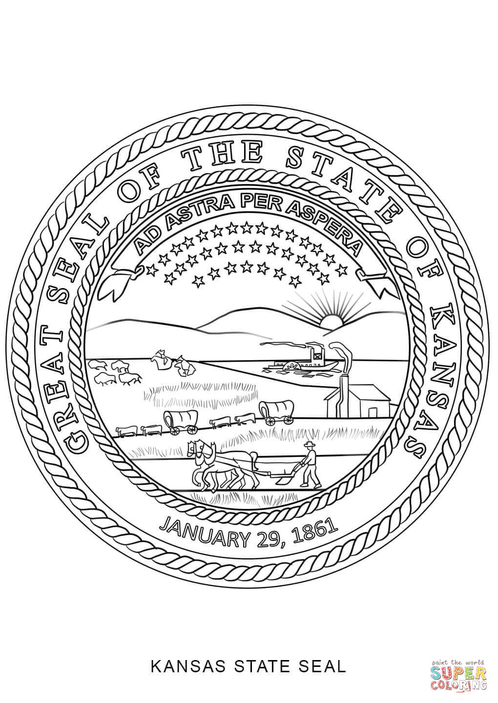 Kansas State Seal coloring page | Free Printable Coloring Pages