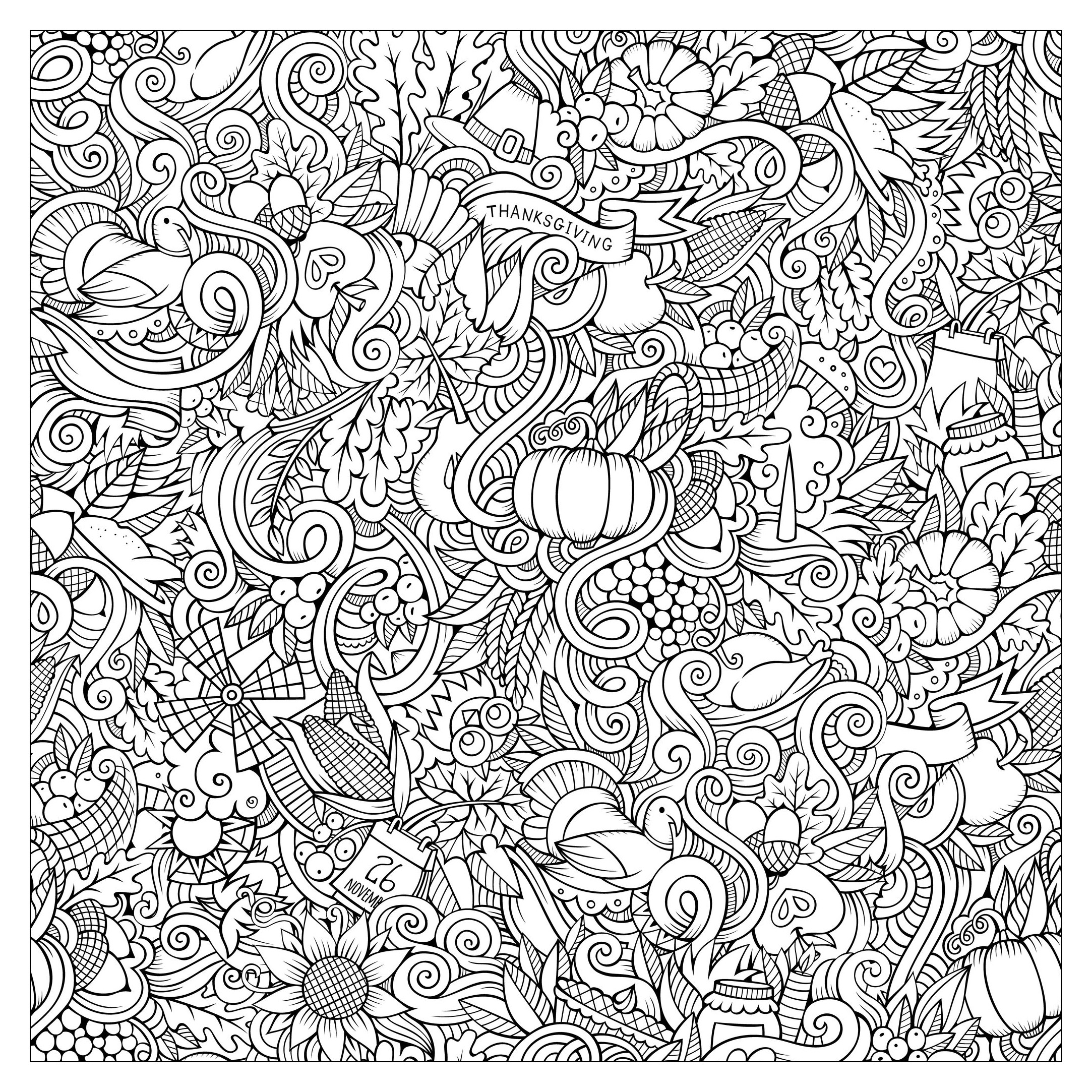 Thanksgiving Coloring Page For Adults