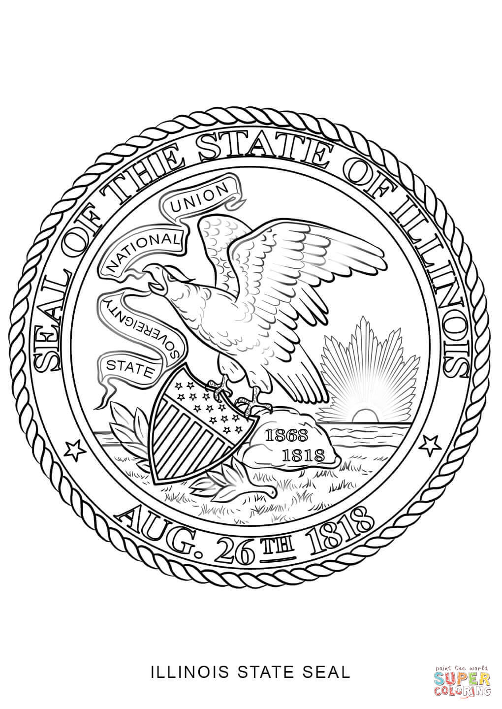 Illinois State Seal coloring page | Free Printable Coloring Pages