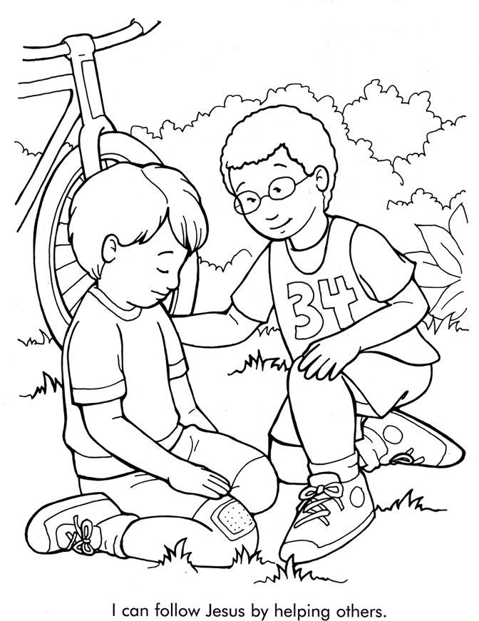 Jesus And The Little Children - Coloring Pages for Kids and for Adults