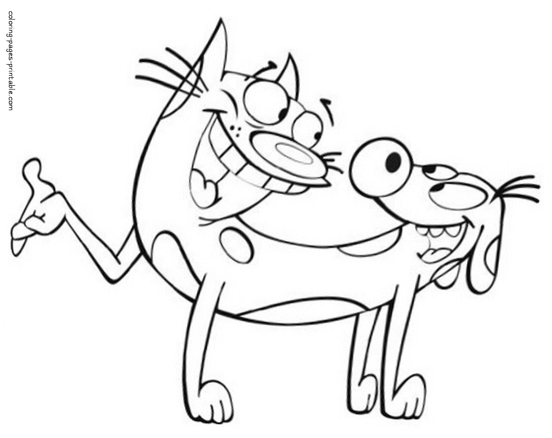 Dog & cat coloring || COLORING-PAGES-PRINTABLE.COM