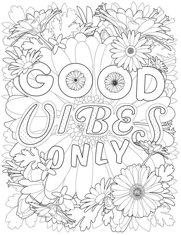 good vibes coloring book | Coloring pages inspirational, Love coloring pages,  Coloring pages