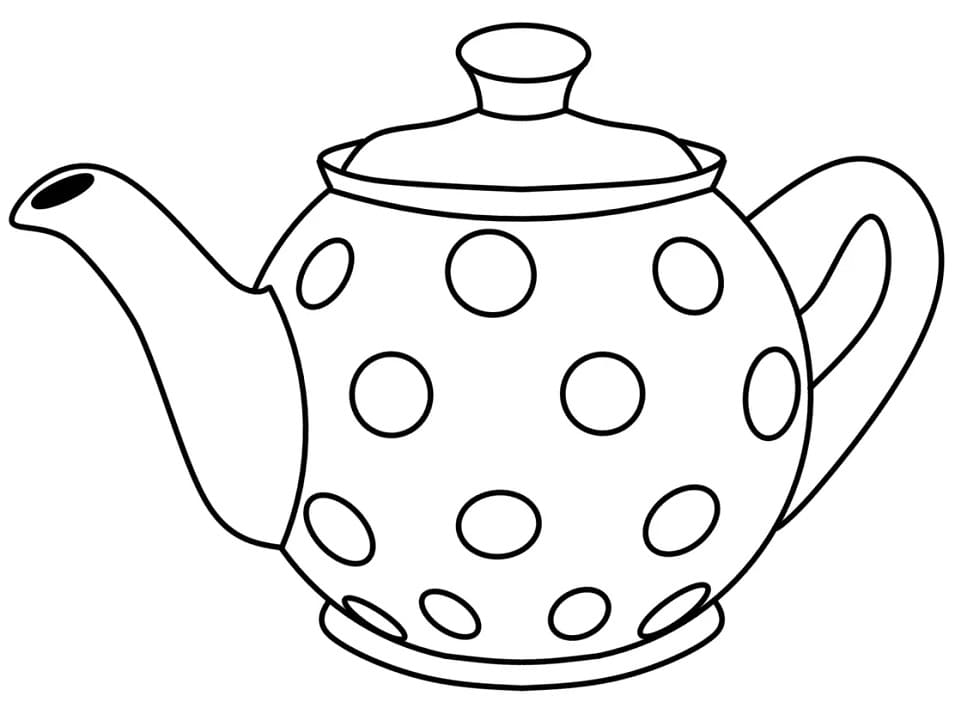 Teapot Polka Dot Coloring Page - Free Printable Coloring Pages for Kids