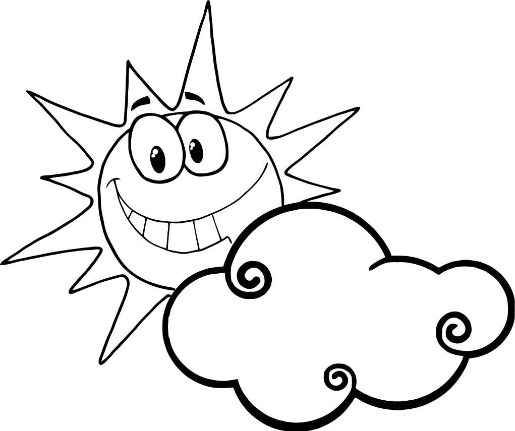 sun with cloud clipart black and white - Clip Art Library
