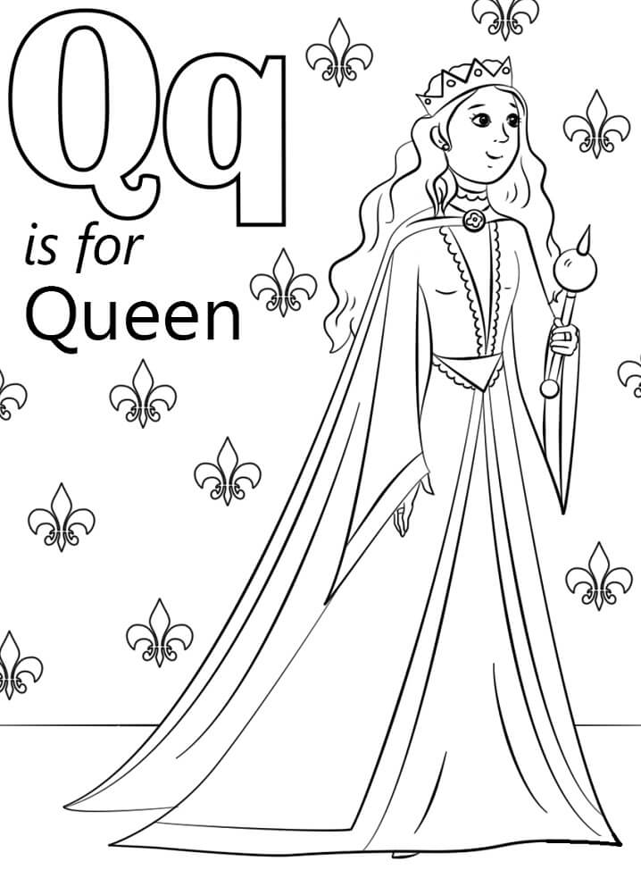 Queen Letter Q Coloring Page - Free Printable Coloring Pages for Kids