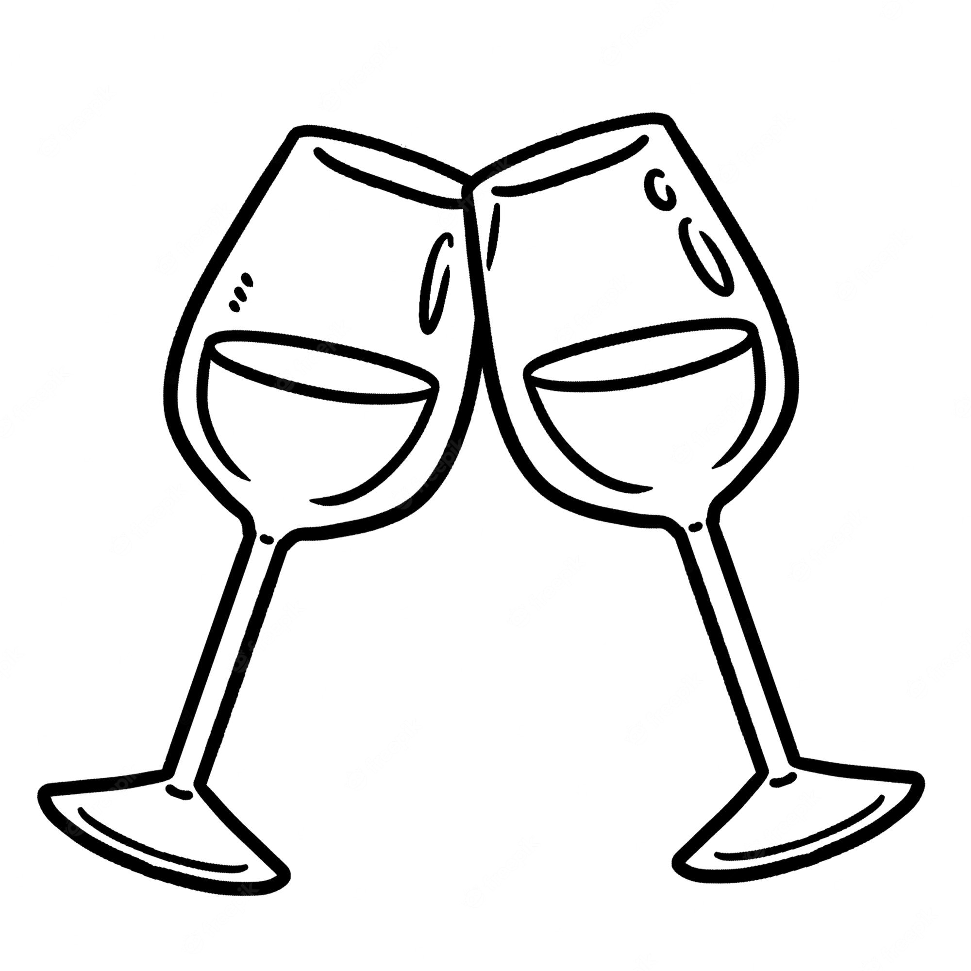 Premium Vector | Two glass of wine isolated coloring page for kids