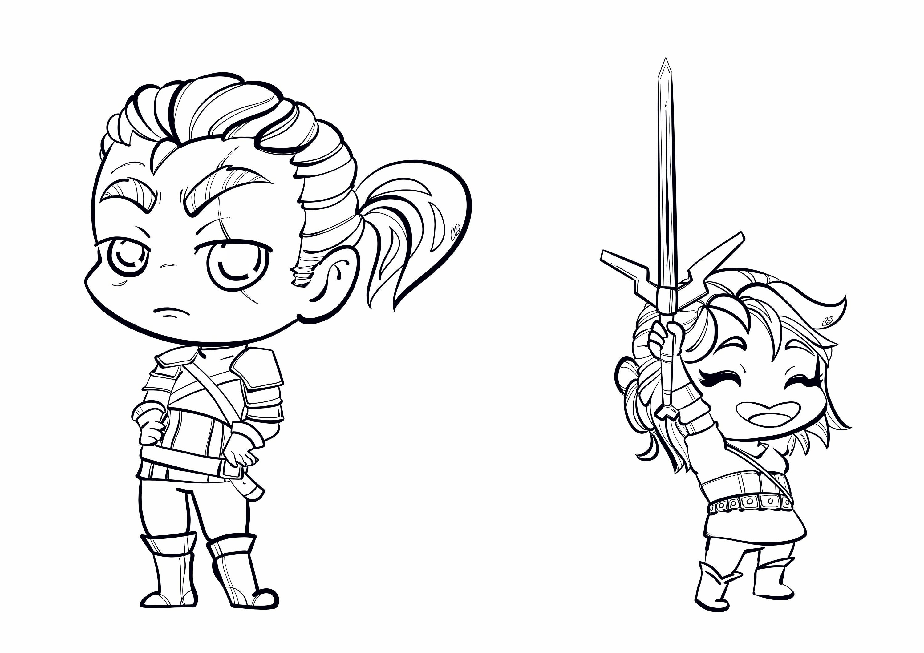 Witcher Geralt Siri Chibi Coloring Page - Etsy