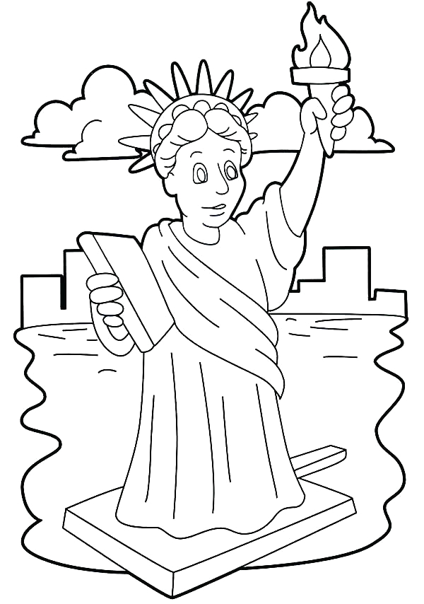 Statue Of Liberty Coloring Pages for Kindergarten