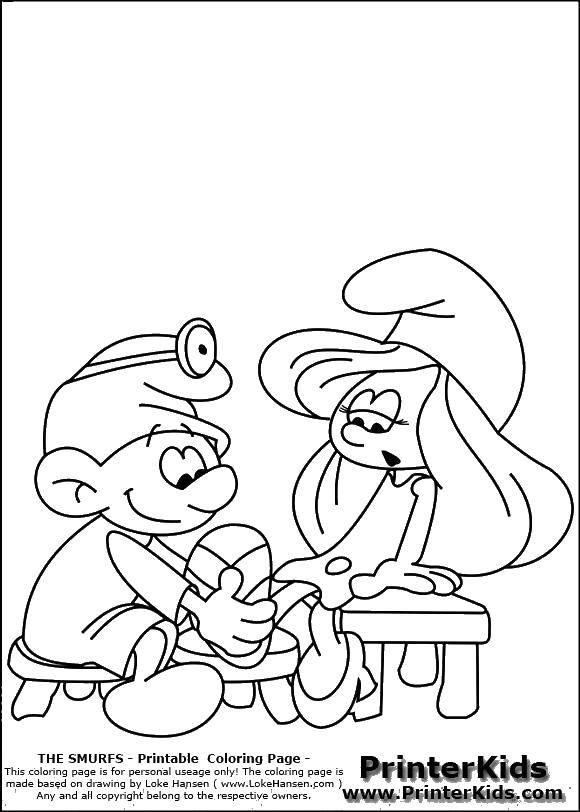 Online coloring pages Coloring page The Smurfs and the doctor Medical coloring  pages, Download print coloring page.