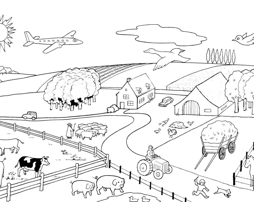 Free farm drawing to print and color - Farm Kids Coloring Pages
