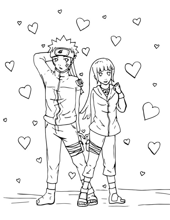 Naruto and Hinata Valentine's Day Colouring Page!