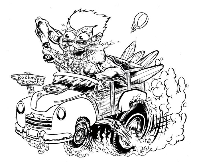Rat Fink Hot Rod Coloring | Bear coloring pages