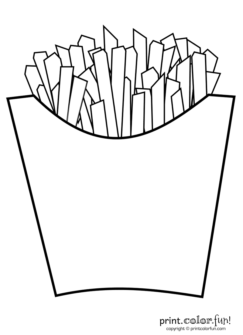 French fries coloring page - Print. Color. Fun!