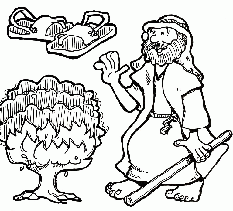 Moses And The Burning Bush - Coloring Pages for Kids and for Adults