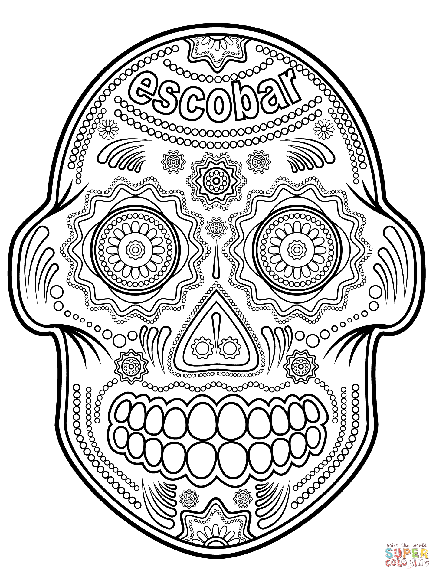 Calavera (Sugar Skull) coloring page | Free Printable Coloring Pages