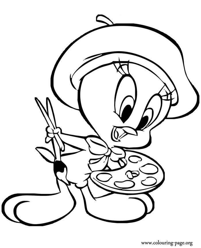 Tweety Bird To Be A Painter Coloring Pages - Tweety Bird Coloring 