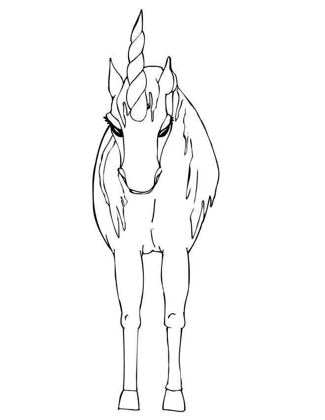 Unicorn Coloring Page | Front View Of Unicorn