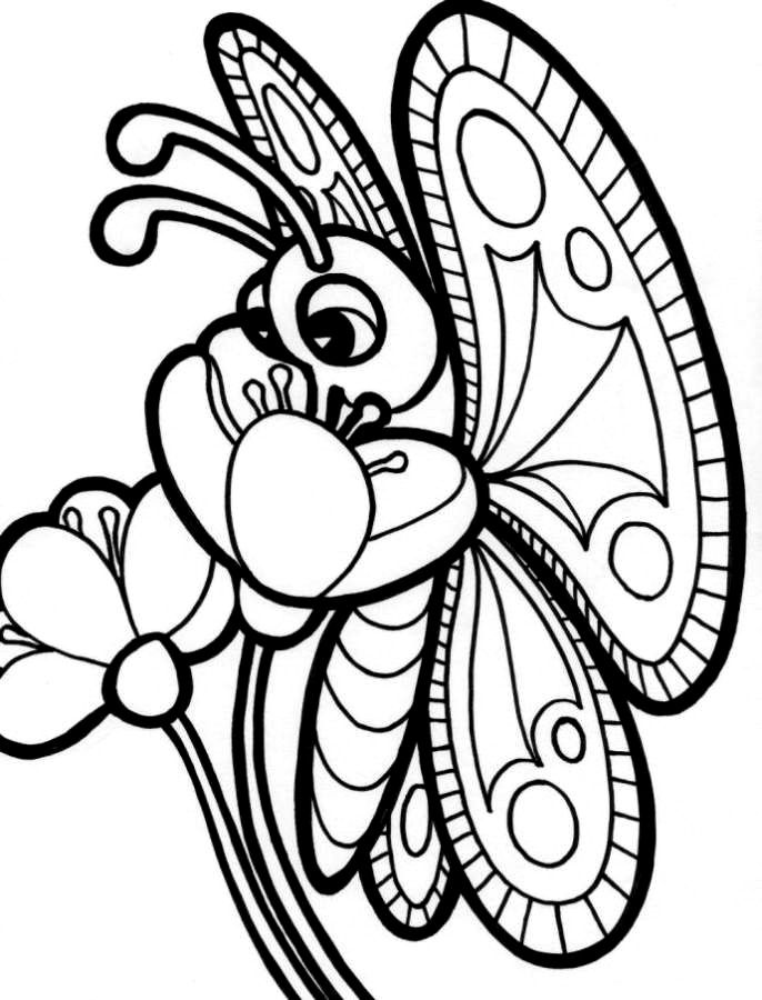Print Butterfly On Flower Coloring Pages or Download Butterfly On 