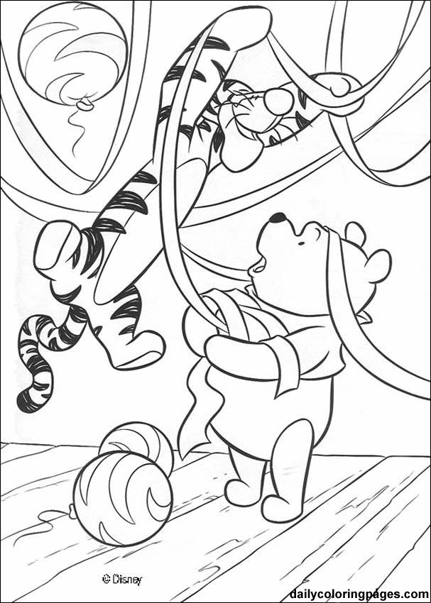 Winnie the Pooh Birthday Coloring Pages