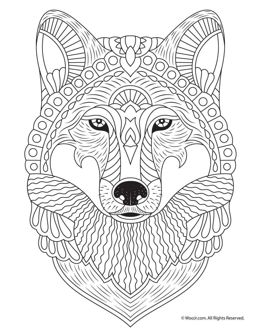 Wolf Adult Coloring Page | Woo! Jr. Kids Activities : Children's Publishing