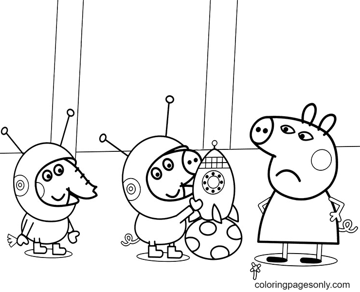 Emily Elephant and George with Peppa Pig Coloring Pages - Peppa Pig  Coloring Pages - Coloring Pages For Kids And Adults