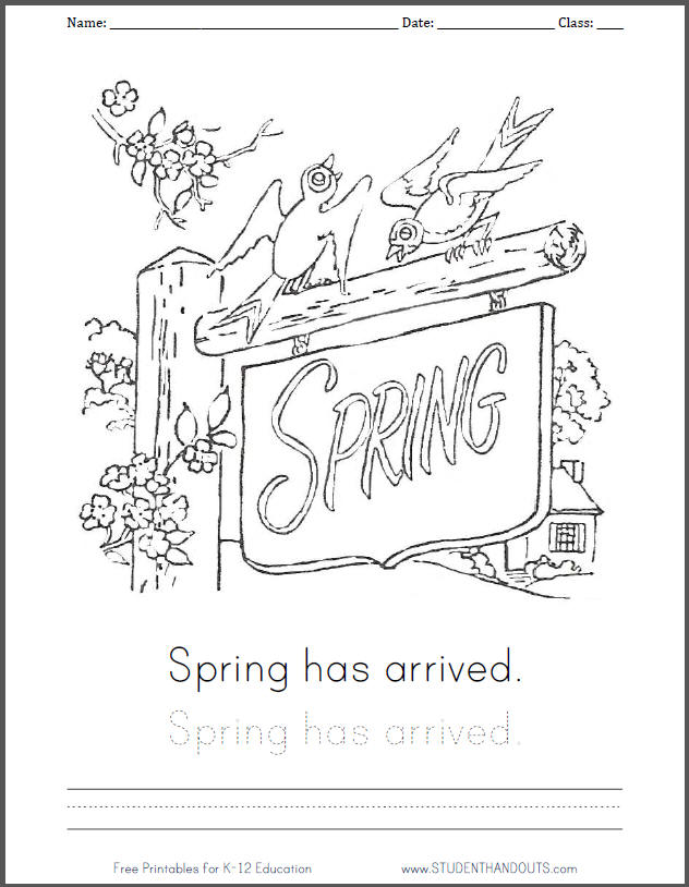 Free Printable Spring Has Arrived Coloring Sheet | Student Handouts