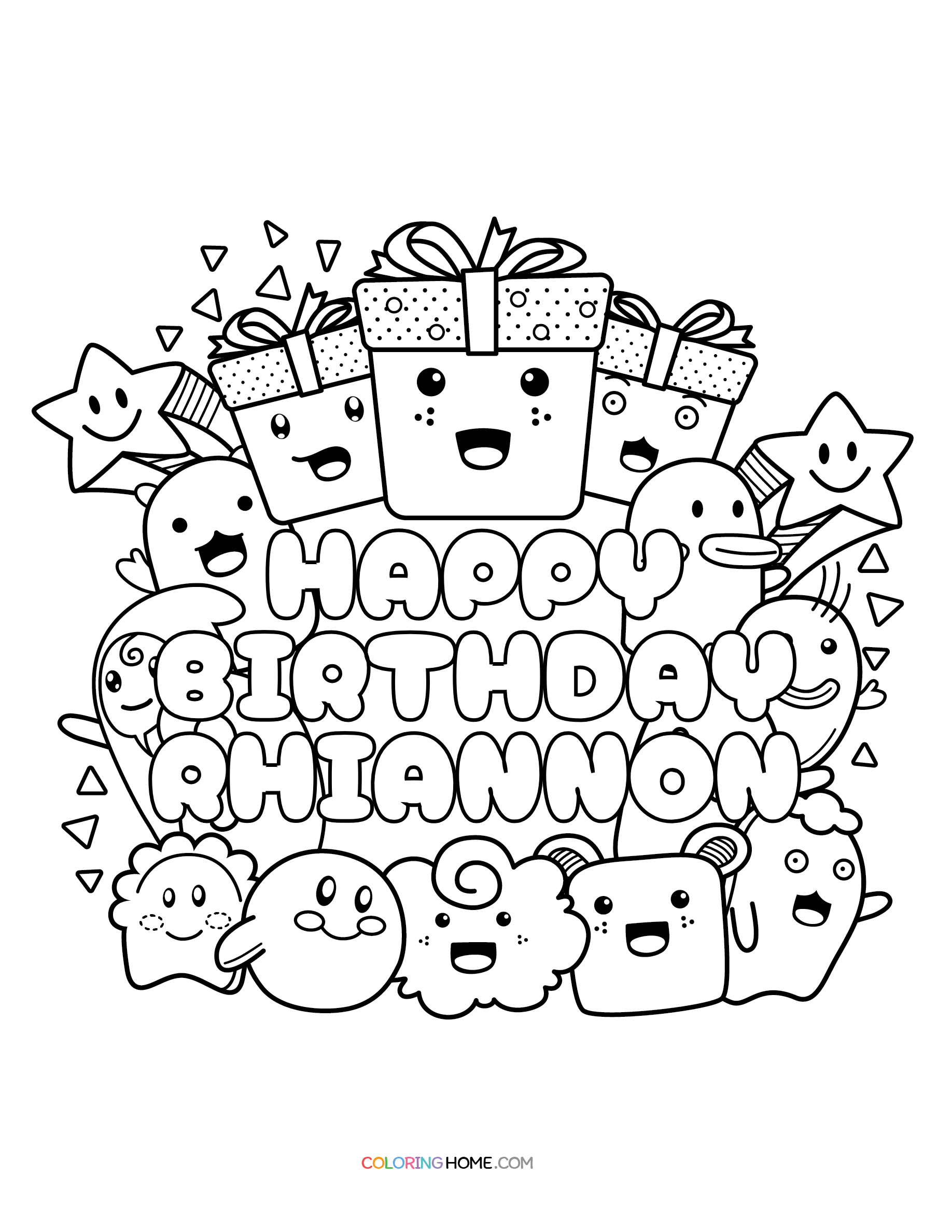 Happy Birthday Rhiannon coloring page