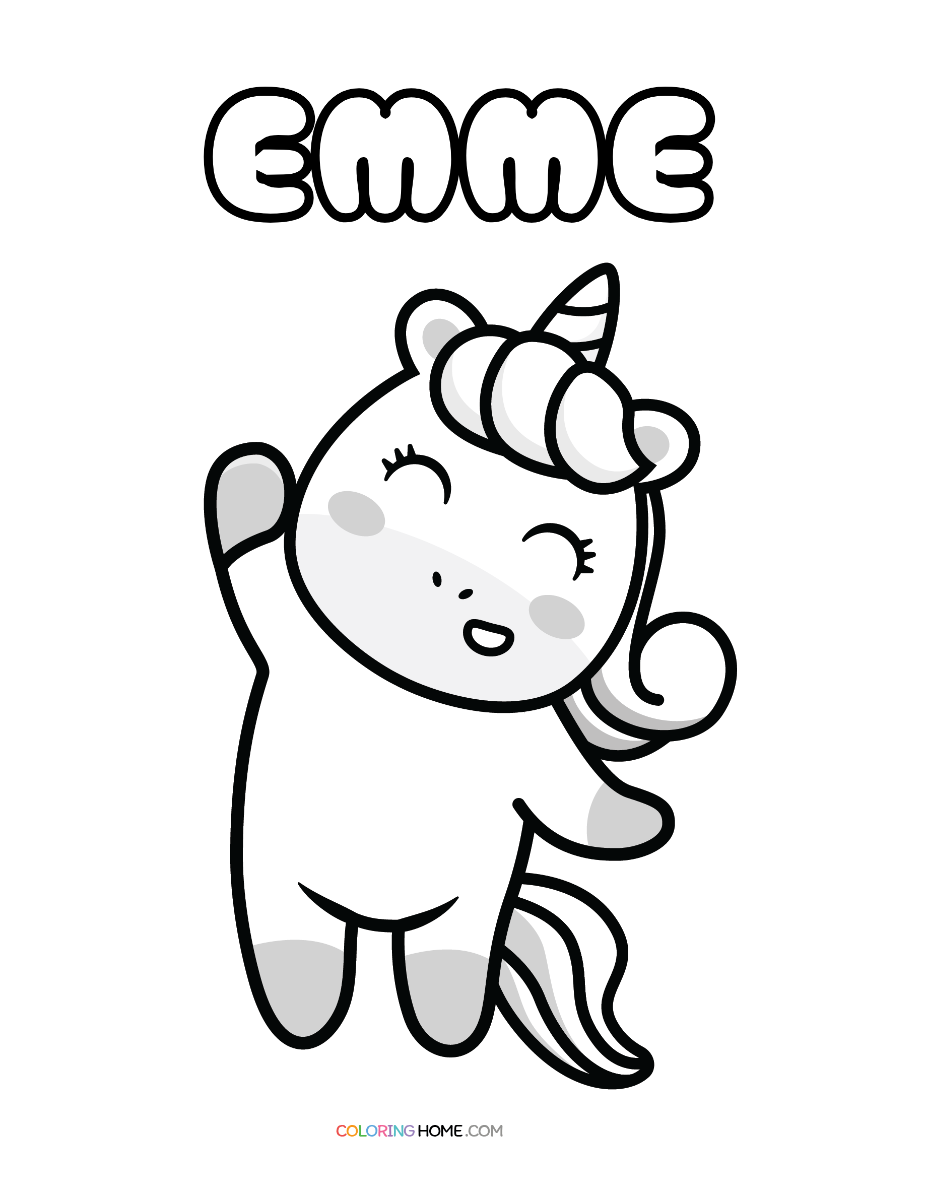 Emme unicorn coloring page
