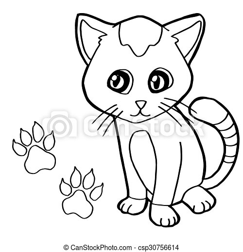 Paw print with cat coloring page ve. Image of paw print with cat coloring  pages vector. | CanStock