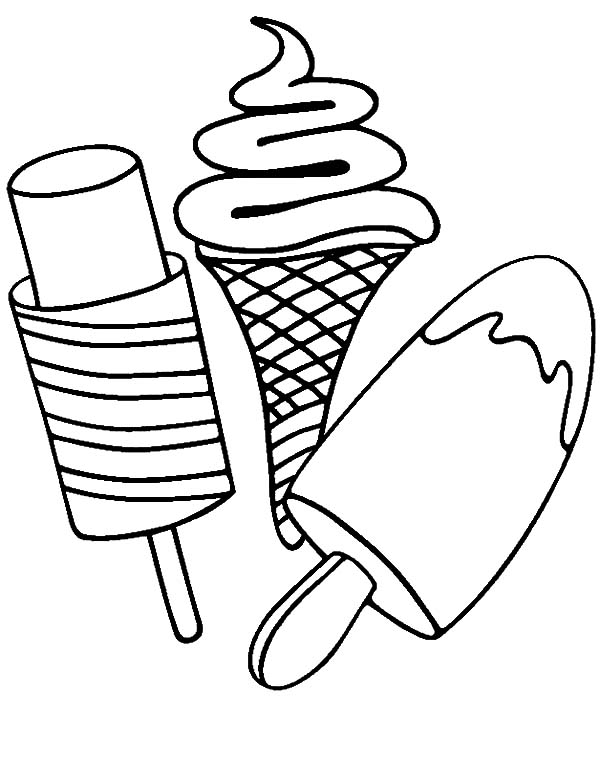 Various Type Of Ice Cream On Stick Coloring Pages : Bulk Color