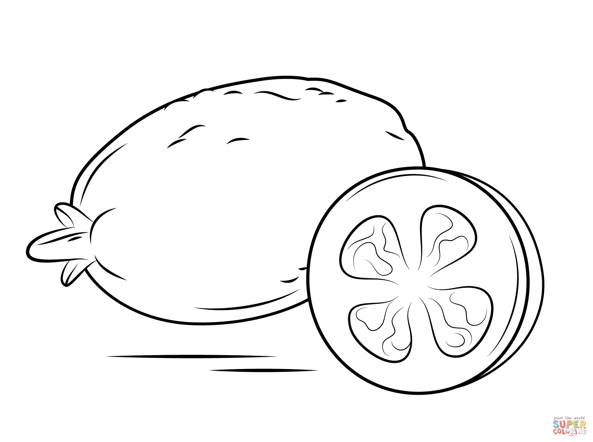 Whole Guava and Cross Section coloring page | Free Printable Coloring Pages