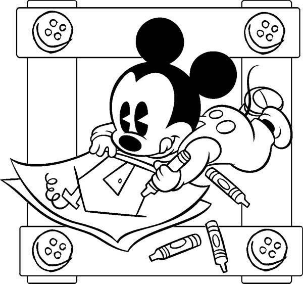 Baby Mickey Mouse Drawing Coloring Page | Color Luna