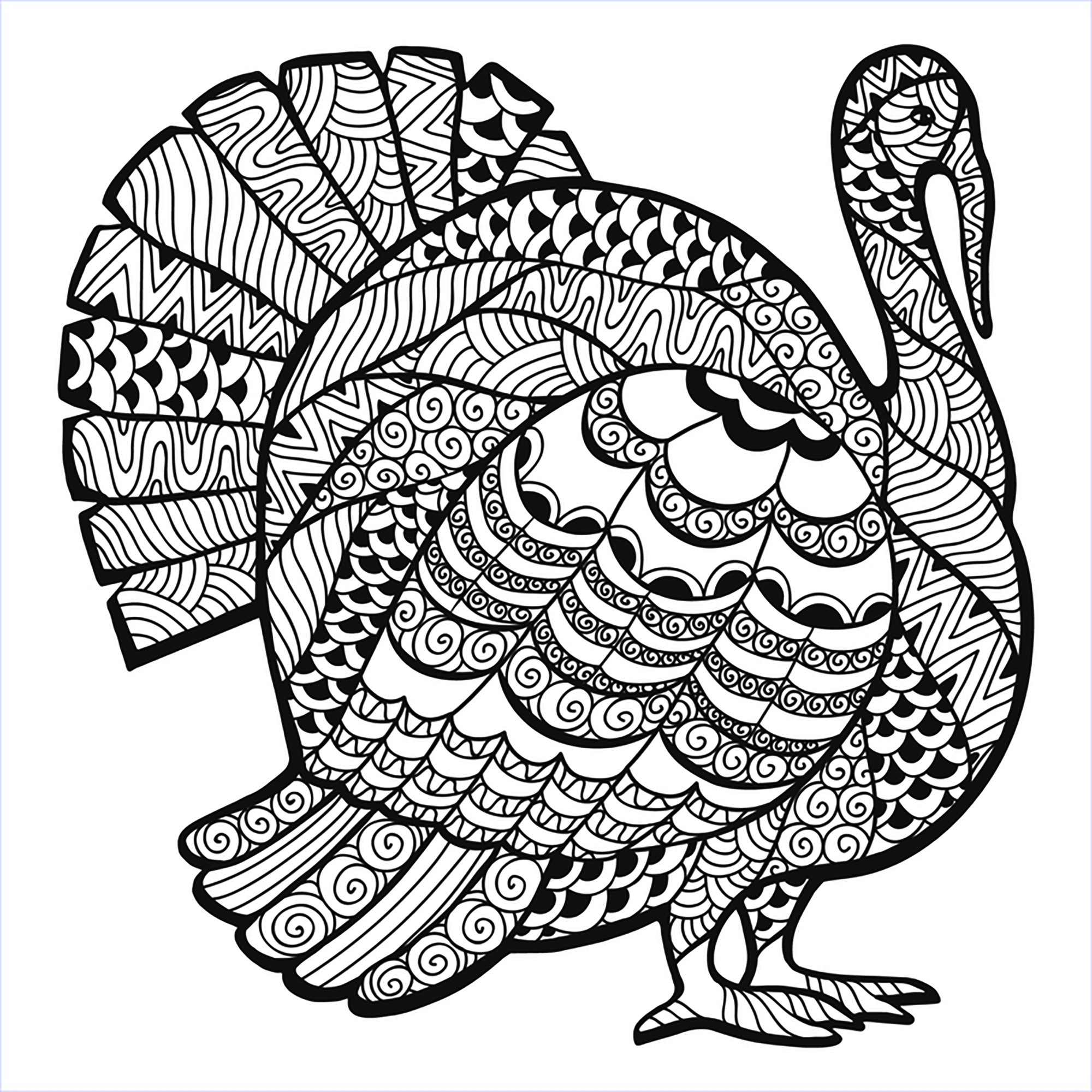 Thanksgiving Turkey Zentangle Coloring page