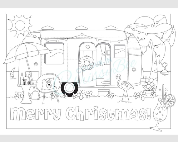 Printable Air Stream Coloring Page Beach Christmas RV - Etsy Sweden