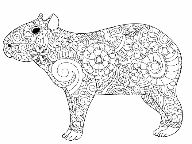 Premium Vector | Capybara coloring vector for adults