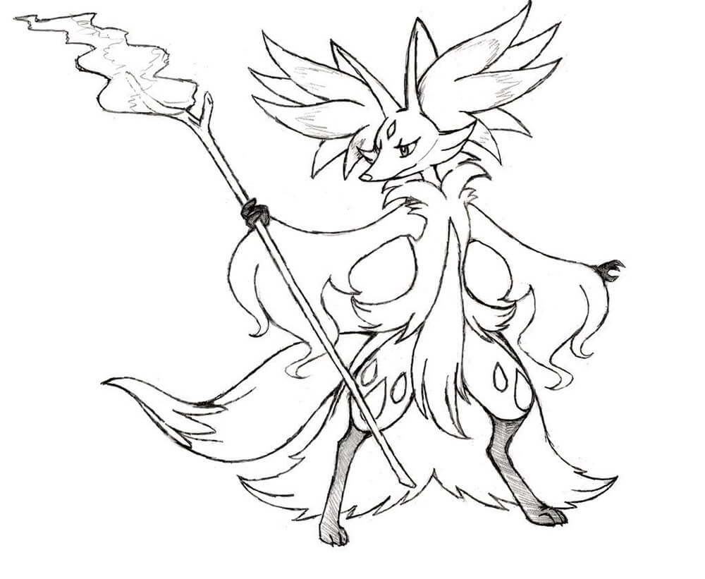 Mega Delphox Coloring Page - Free Printable Coloring Pages for Kids