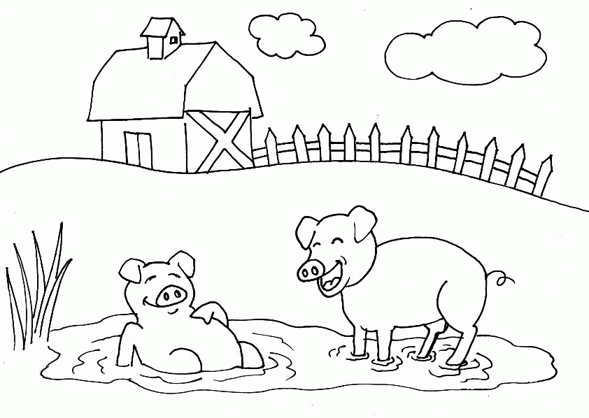 Pig Farm Coloring Page - Free Printable Coloring Pages for Kids
