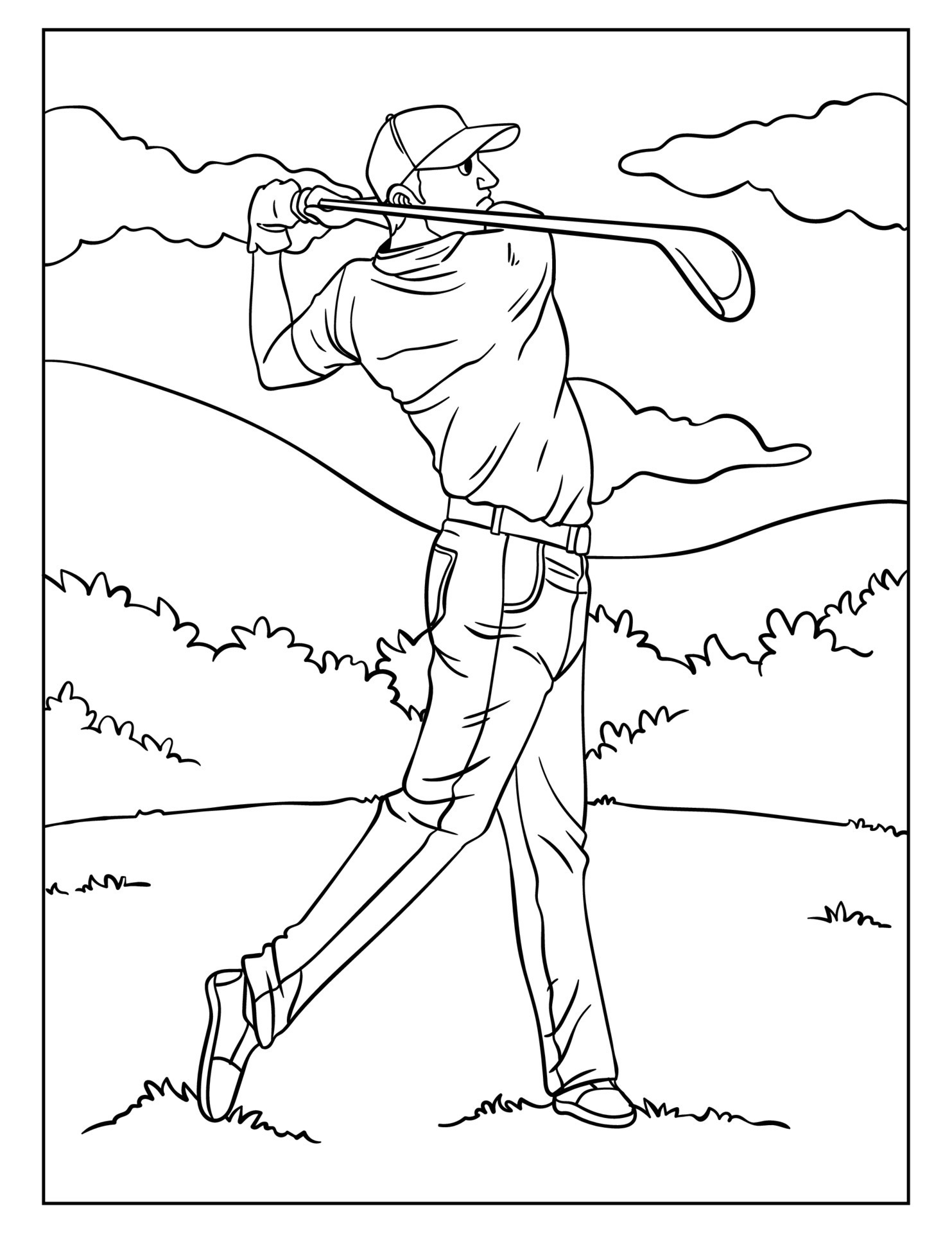 Golf Coloring Page for Kids 11415826 Vector Art at Vecteezy