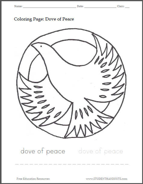 Dove of Peace Printable Coloring Sheet | Student Handouts