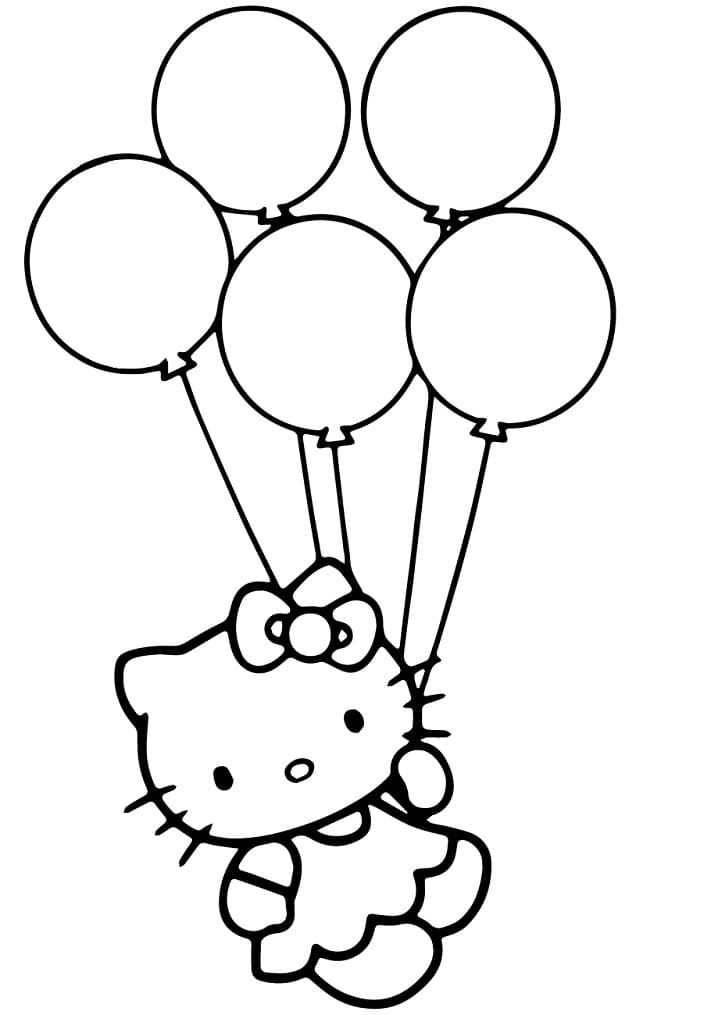Hello Kitty and Balloons Coloring Page - Free Printable Coloring Pages for  Kids