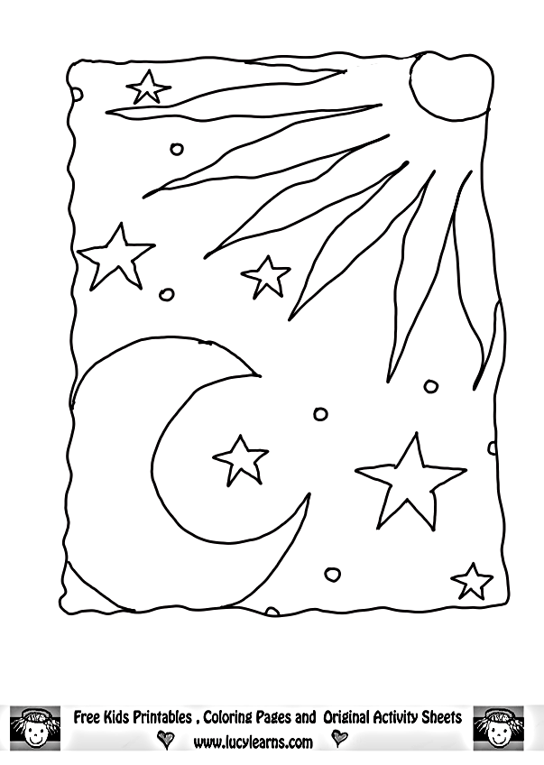 Sun And Moon Coloring - Coloring Pages for Kids and for Adults