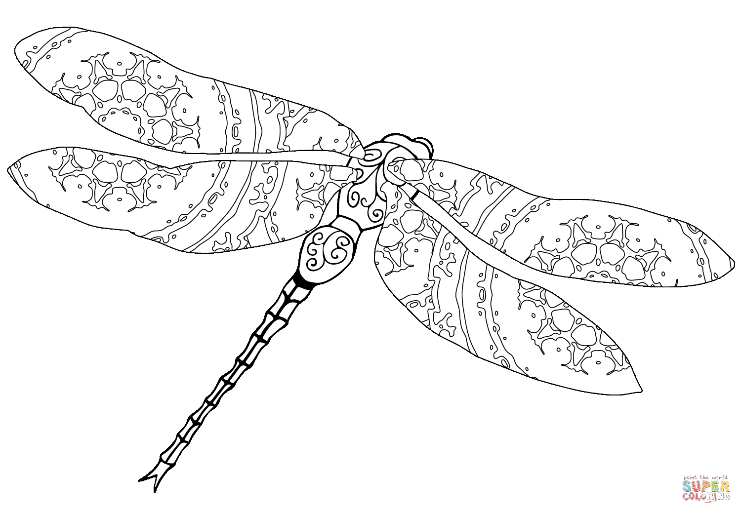 Intricate Dragonfly coloring page | Free Printable Coloring Pages