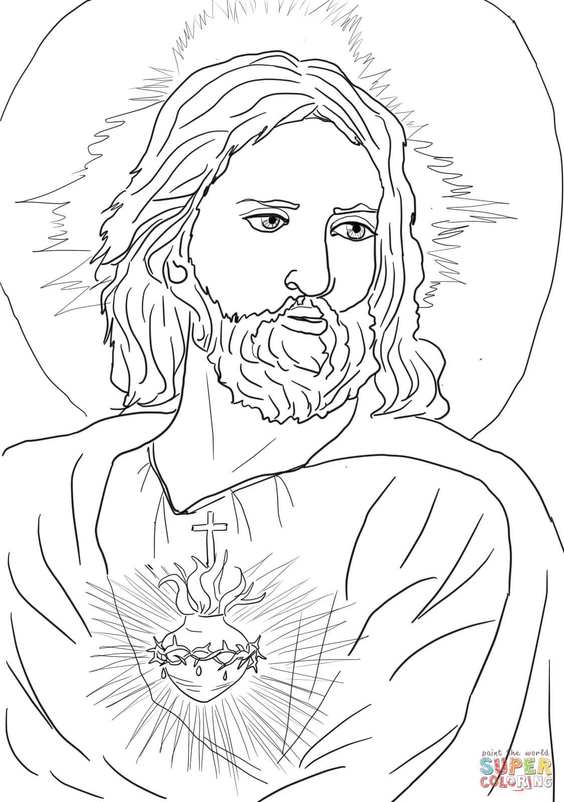 Sacred Heart of Jesus | Super Coloring | Jesus coloring pages, Jesus  pictures, Heart coloring pages
