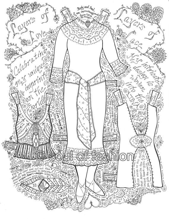 Layers of Love, Layers of Lace Paperdoll Coloring Page