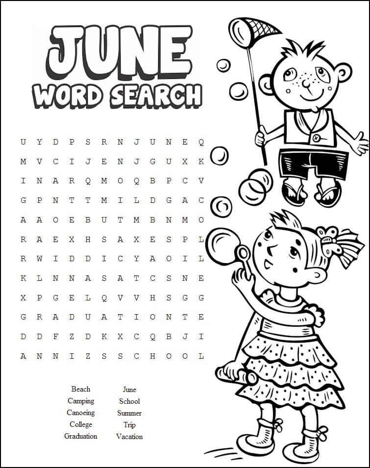 Summer Word Search – Printable Coloring ...